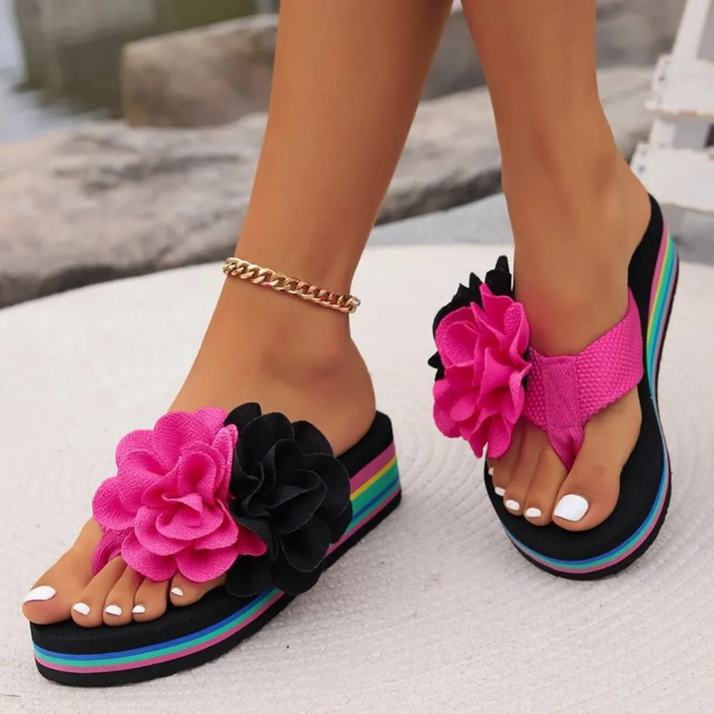 Flower Toe Post Platform Sandals, image 2