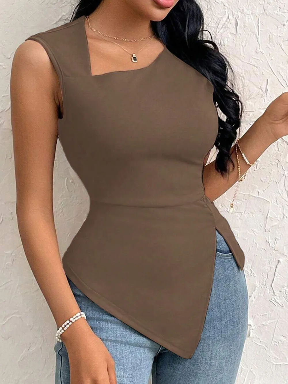 Slit Asymmetrical Tank Top, image 2