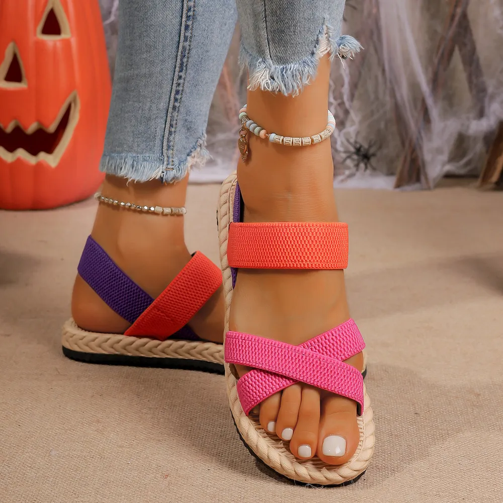 Colorful Crisscross Strap Sandals, image 5