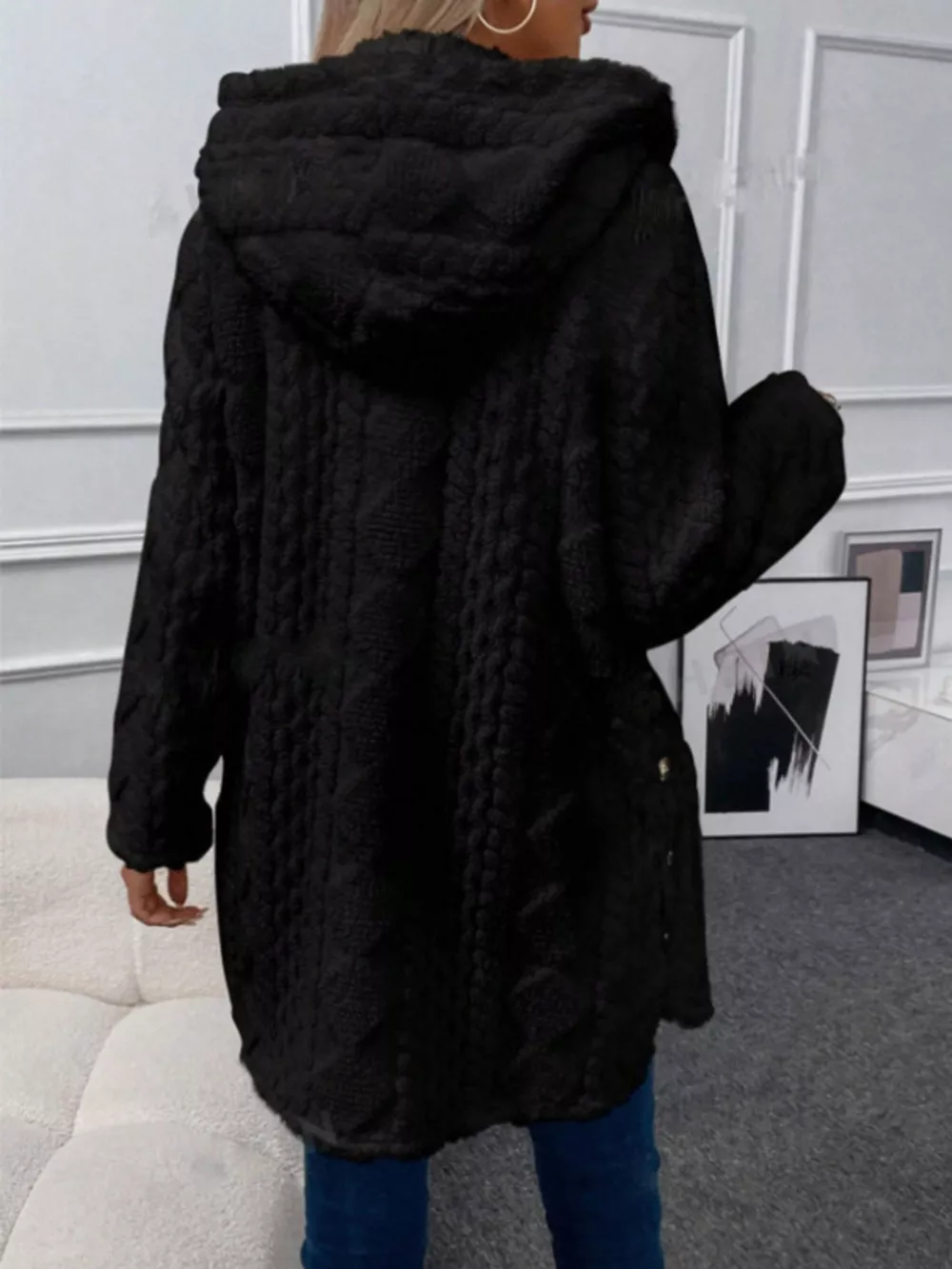 Hooded Button-Down Fleece Outerwear, image 8