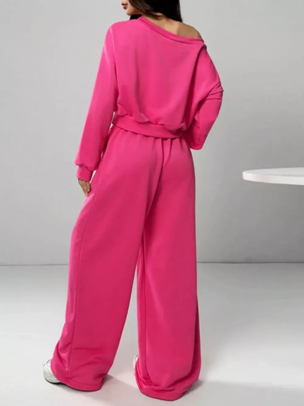 Boat Neck Long Sleeve Top and Pants Set, image 2