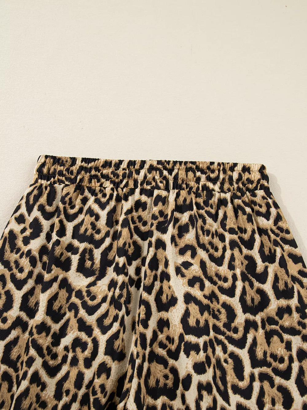 Leopard Collared 3/4 Sleeve Shirt and Loose Pants Two Piece Outfit Set, image 3