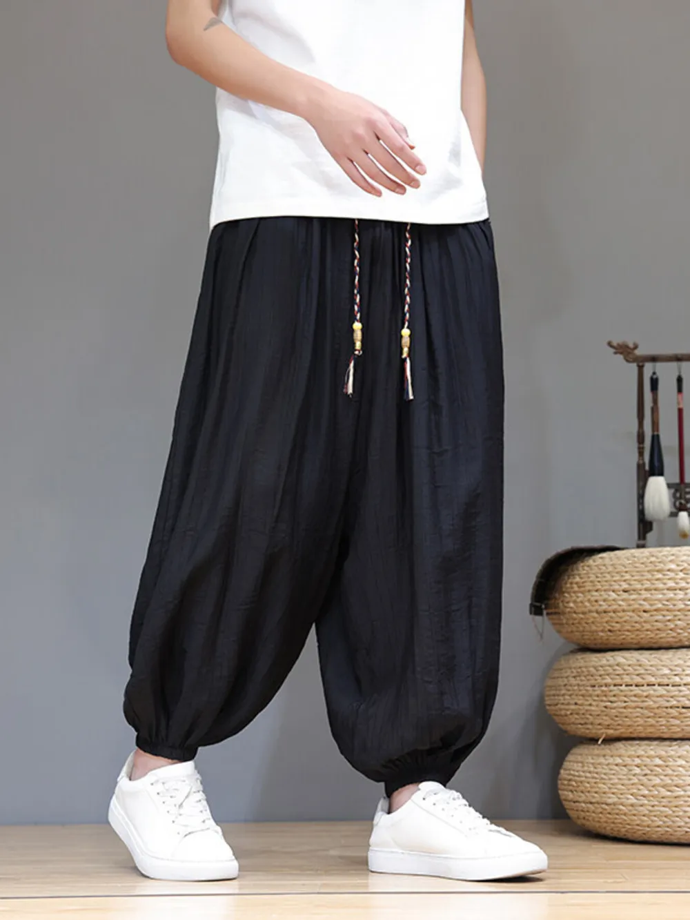Men's Plus Size Drawstring Loose Fit Joggers, image 3