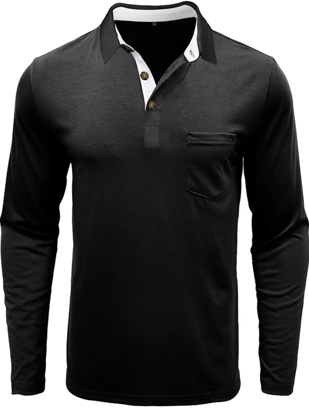 Men's Full Size Button Detail Long Sleeve Polo Plus Size, image 13
