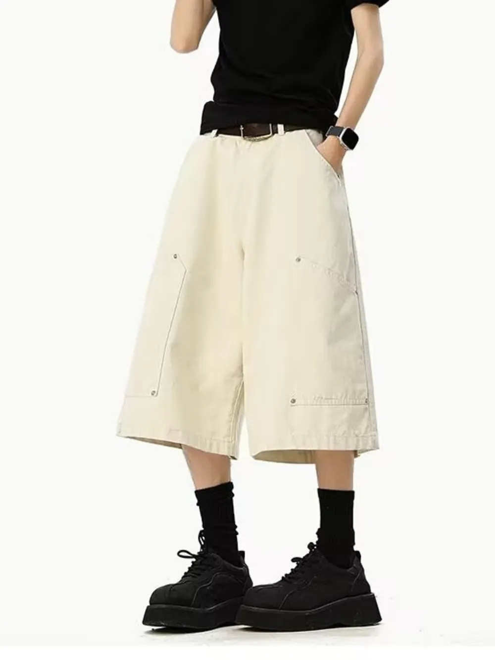 Men's Full Size Wide Leg Cropped Shorts Plus Size