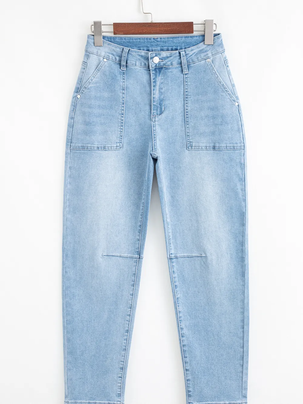 High Rise Barrel Relaxed Patch Pocket Jeans, image 2