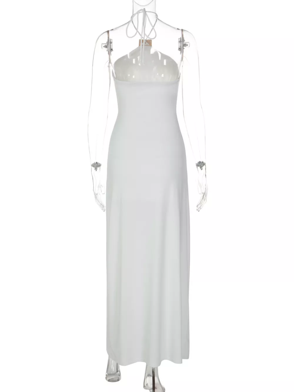 Backless Ruched Halter Neck Maxi Dress, image 10