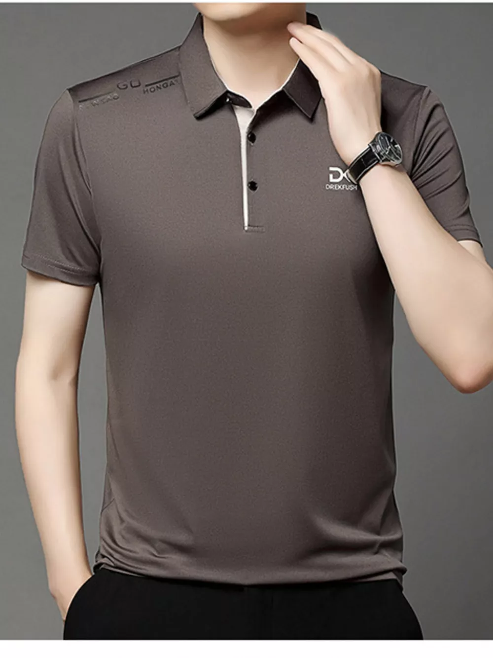 Men's Plus Size Button Detail Short Sleeve Polo, image 5