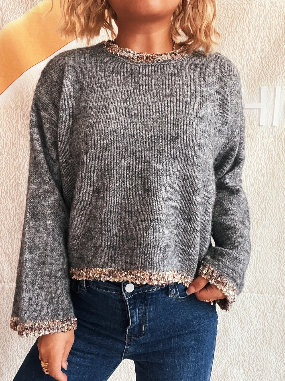 Round Neck Cropped Sweater, image 15