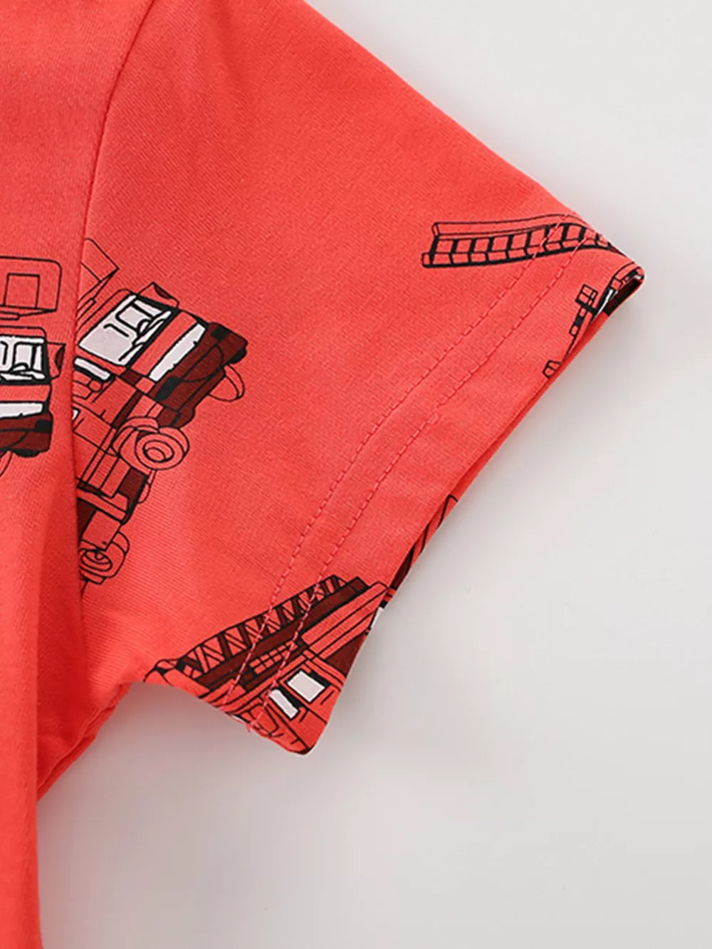 Children's Fire Truck Print Crew Neck Short Sleeve T-Shirt, image 5