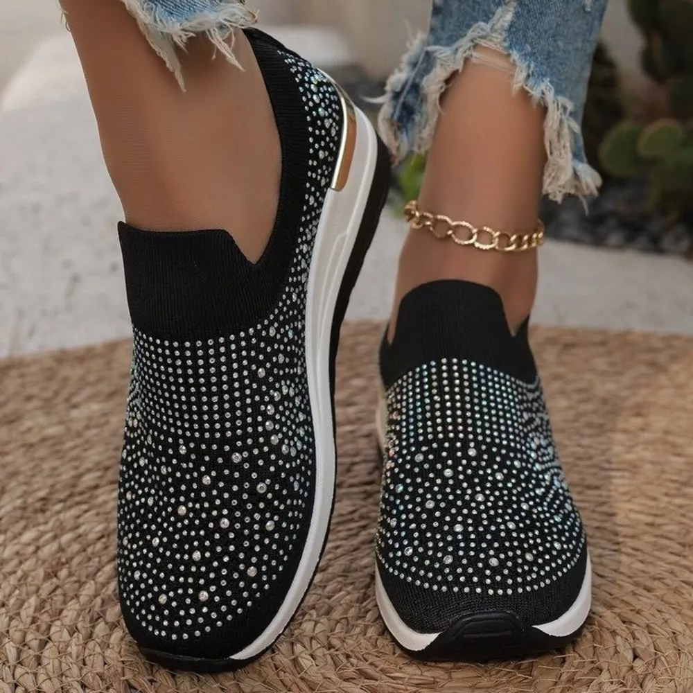 Rhinestone Round Toe Slip-Ons, image 3