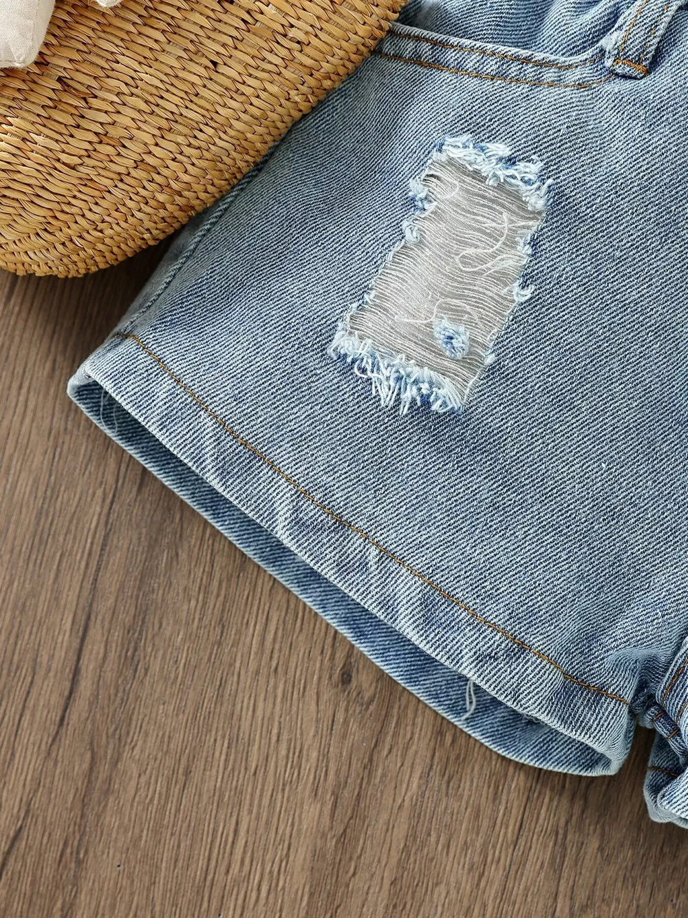 Children's Top & Sunflower Denim Shorts Set, image 5