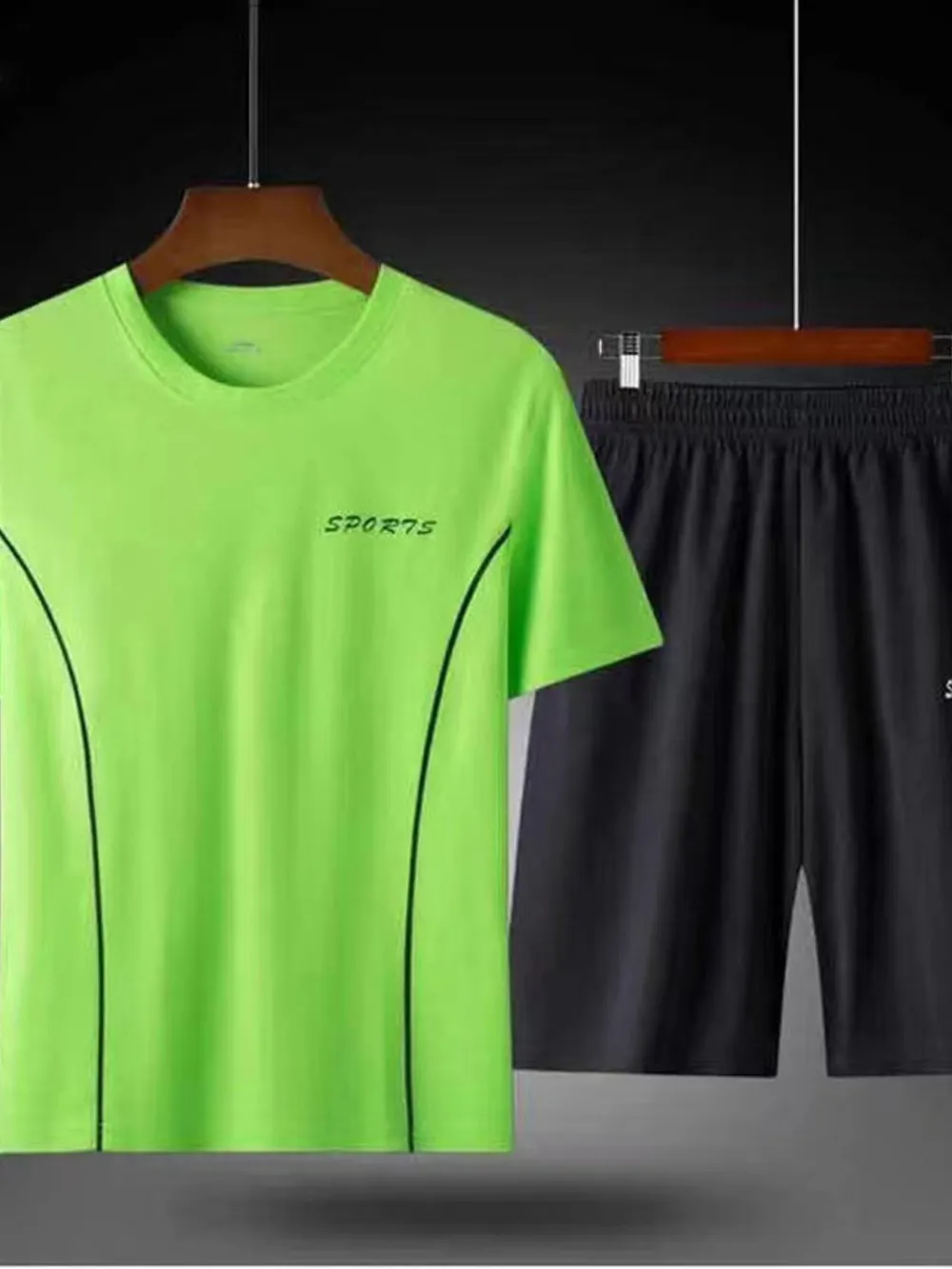 Men's Plus Size Round Neck Short Sleeve Top and Shorts Active Set, image 4