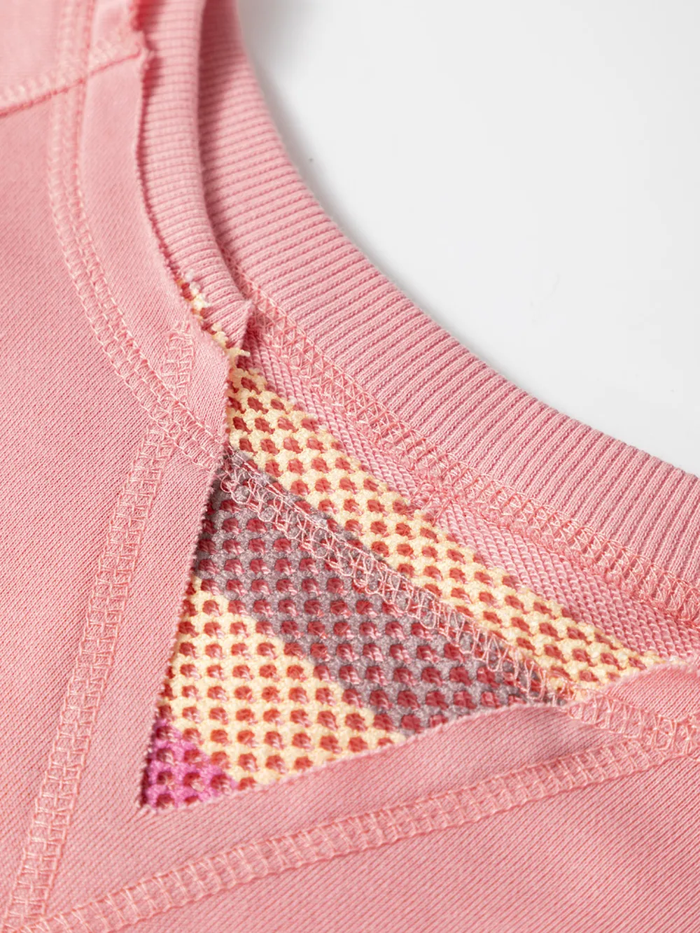 Striped Mesh Sleeve Patchwork Exposed Seam Top, image 2