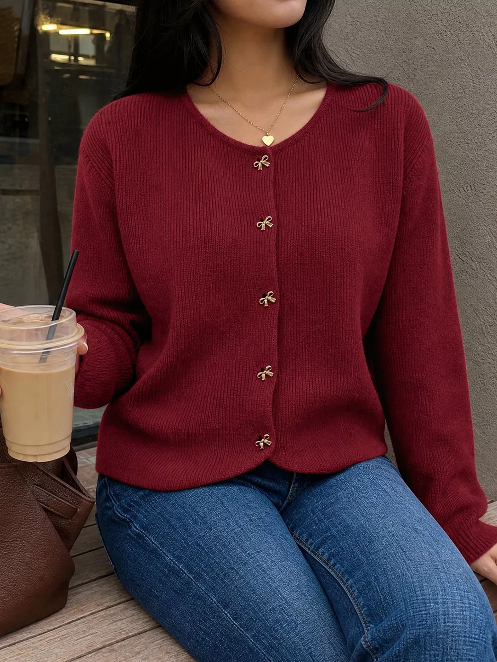 Bow Button Up Knit Cardigan, image 5
