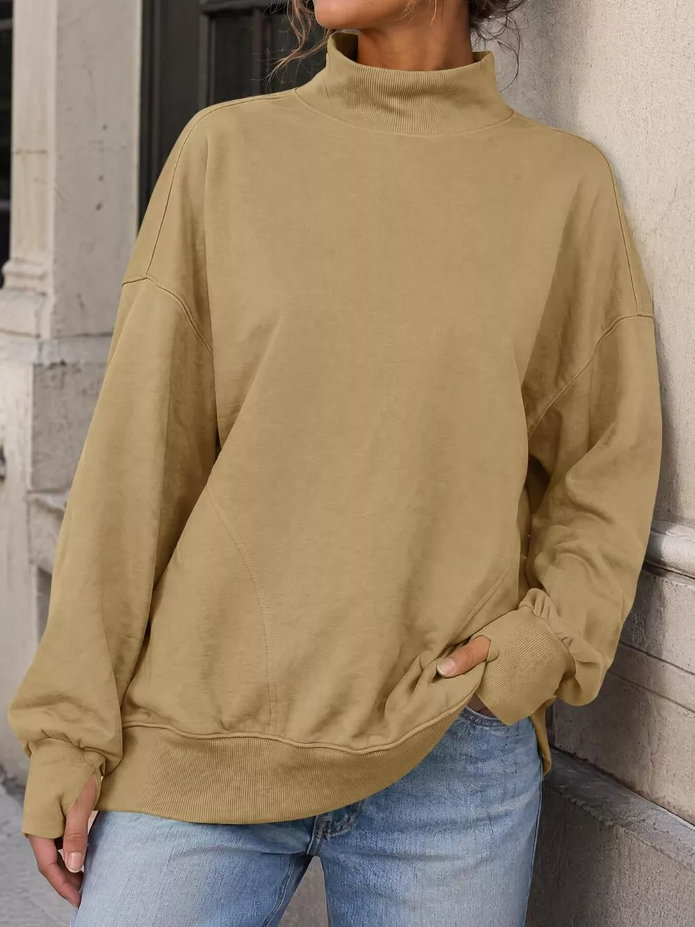 Mock Neck Oversized Sweatshirt, image 10
