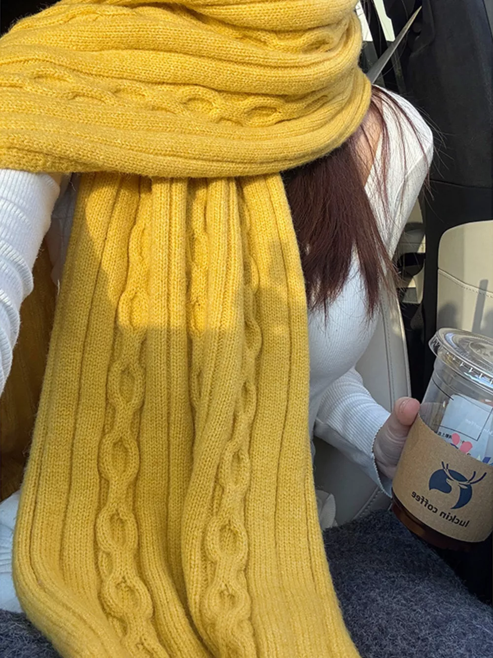 Textured Knit Winter Scarf, image 8