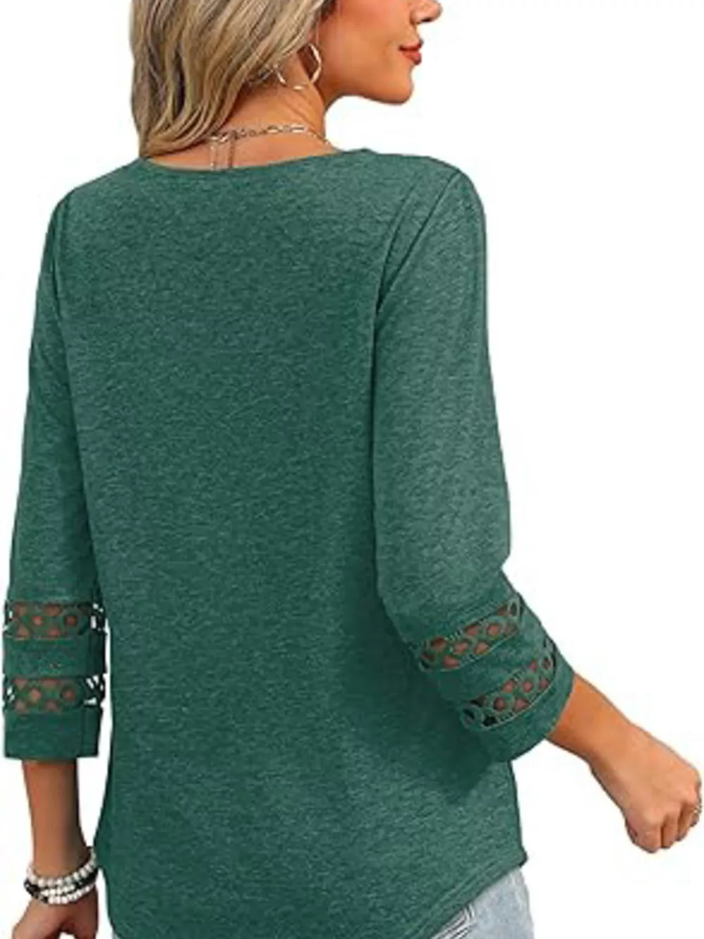 V-Neck Cutout 3/4 Sleeve T-Shirt, image 12