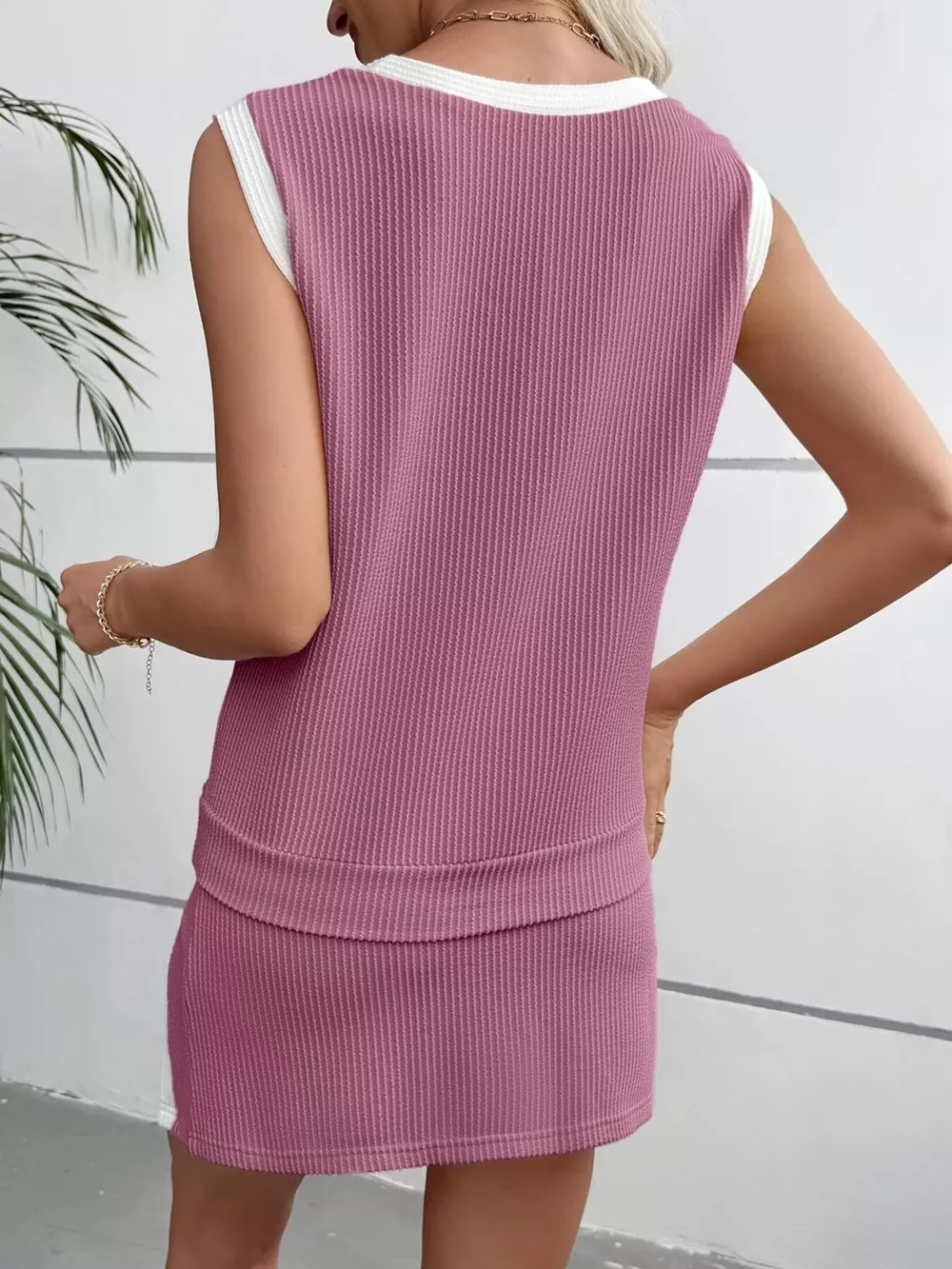 Ribbed Knit Sleeveless Top and Skort Set, image 8