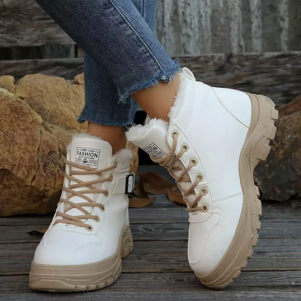 Lace-Up Ankle Boots with Buckle Detail, image 3