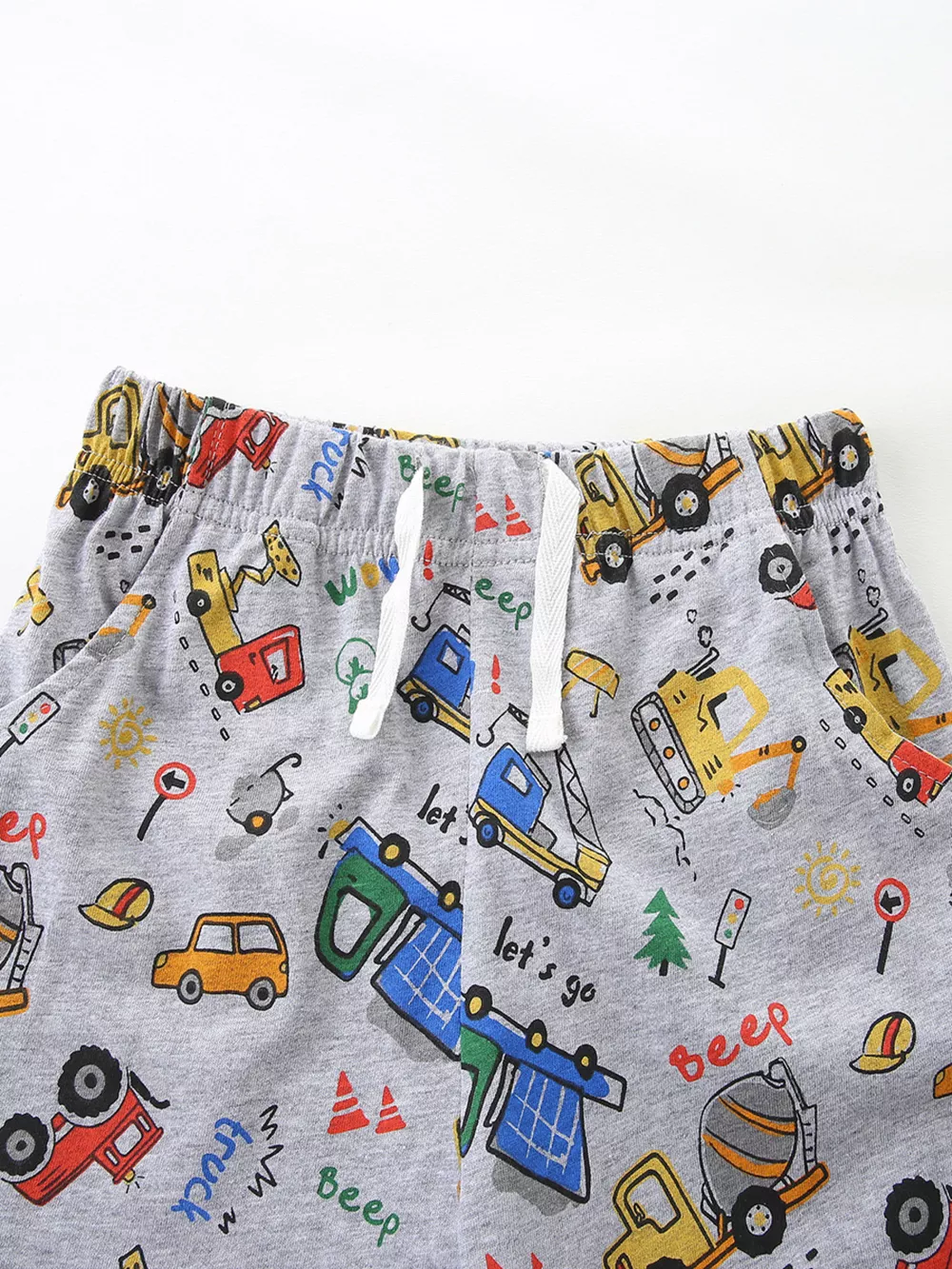Children's Cartoon Car Print Short Sleeve Tee and Shorts Set, image 5