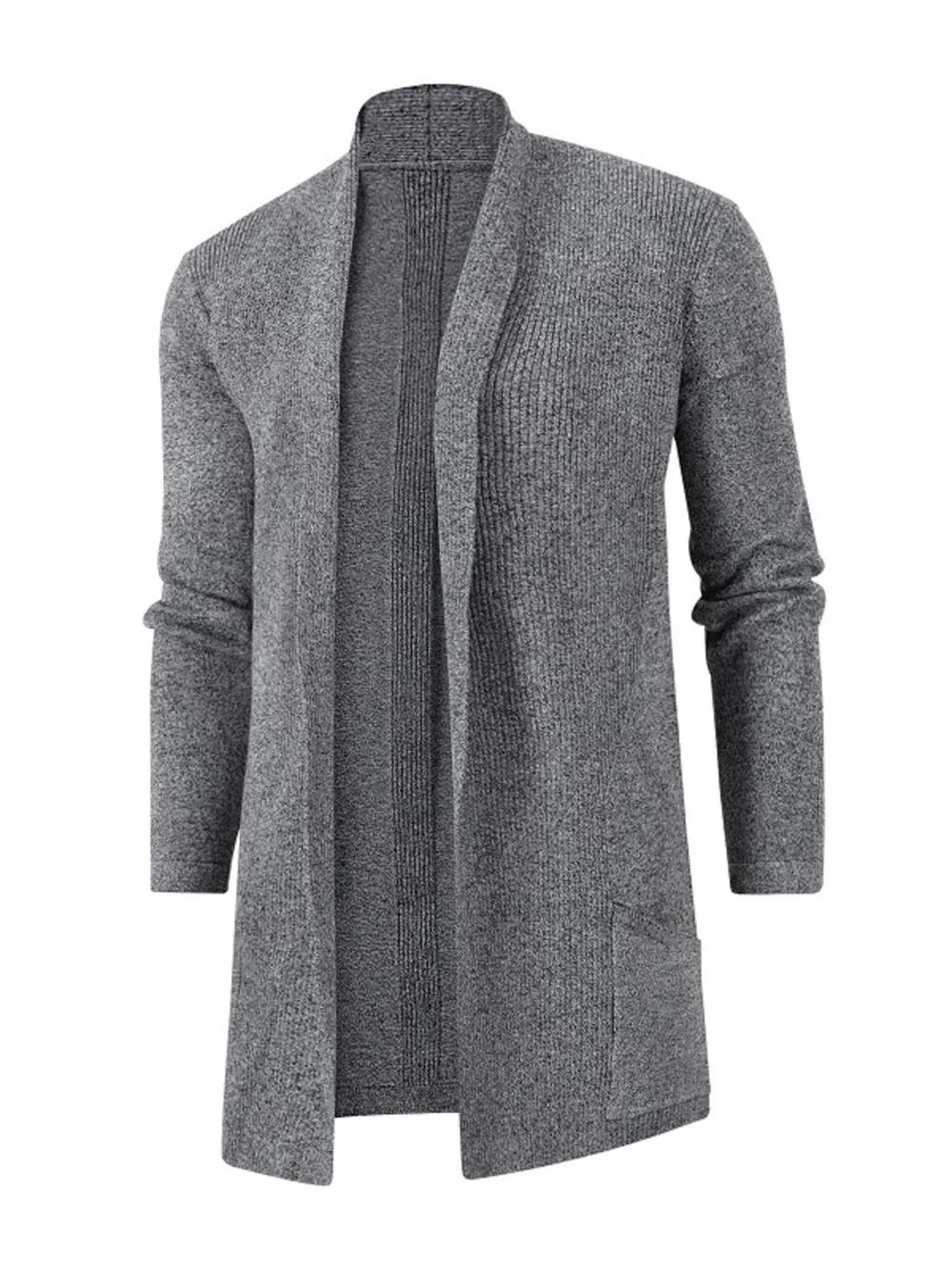 Men's Plus Size Open Front Long Sleeve Knit Cardigan, image 3