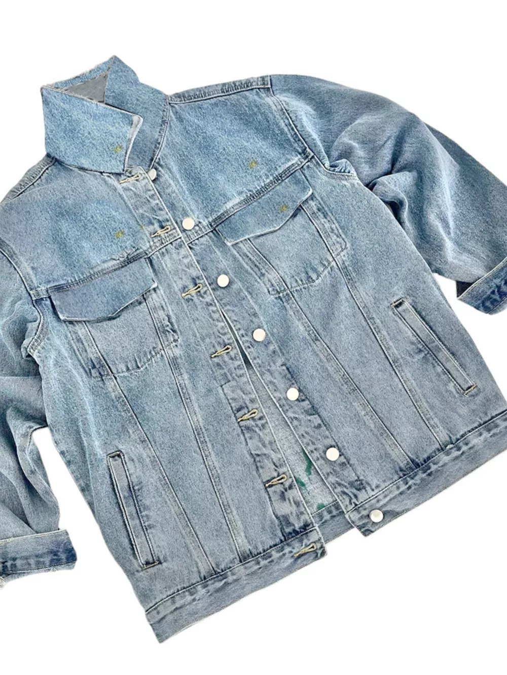 Full Size Heart and Umbrella Graphic Denim Jacket Plus Size, image 4