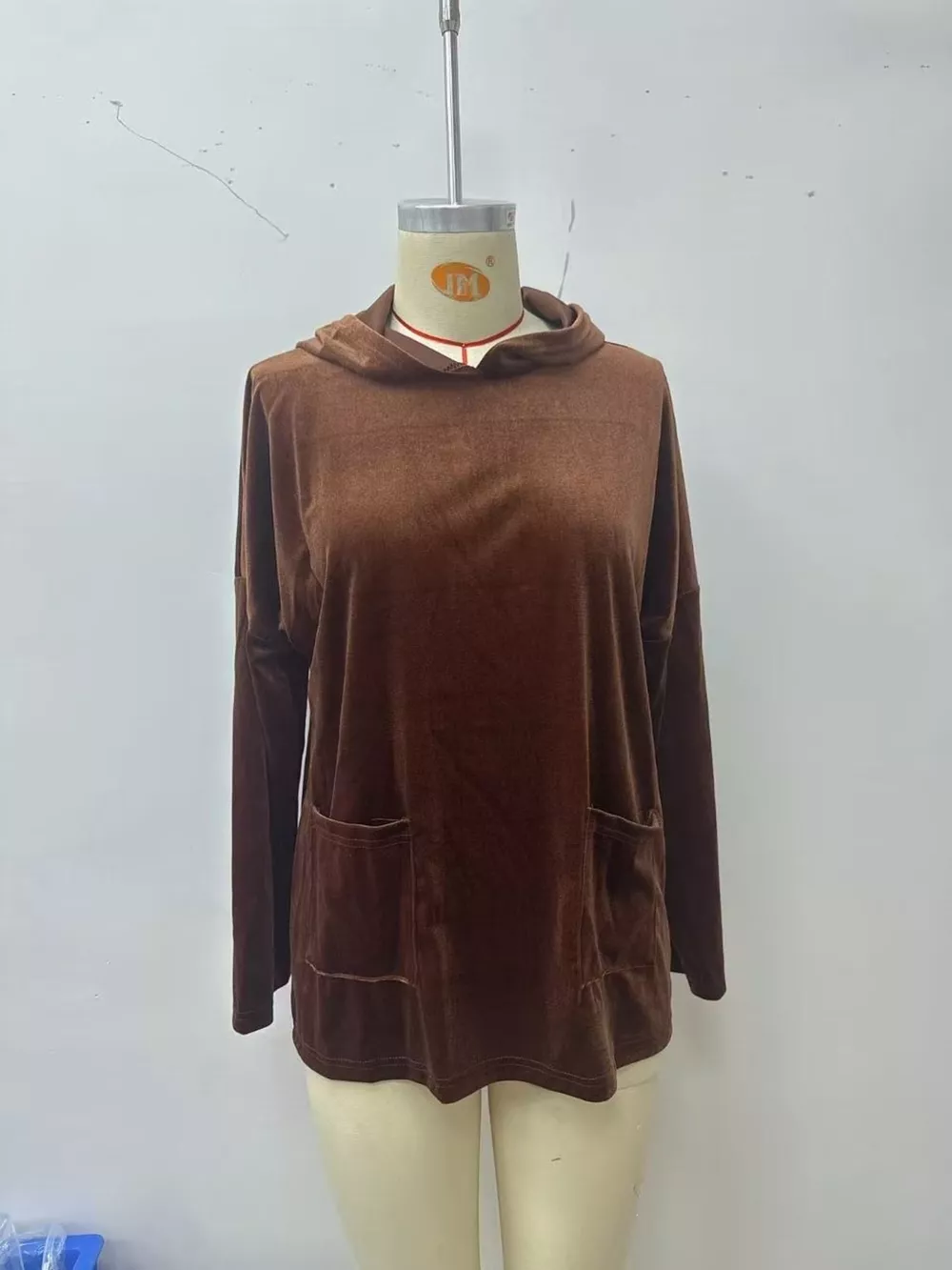 Velvet Front Pockets Hoodie, image 3
