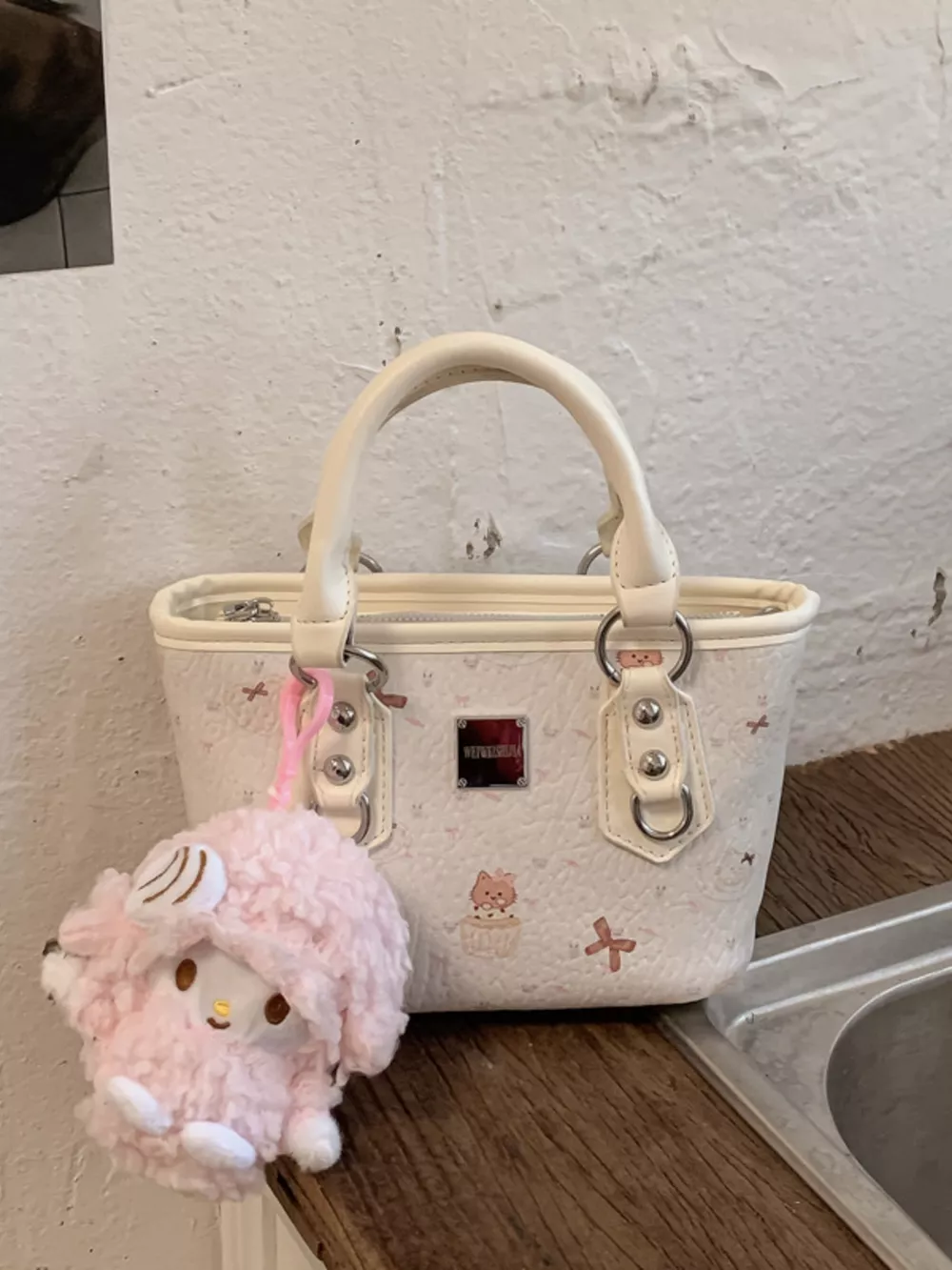 Plush Charm Patterned Crossbody Bag, image 4