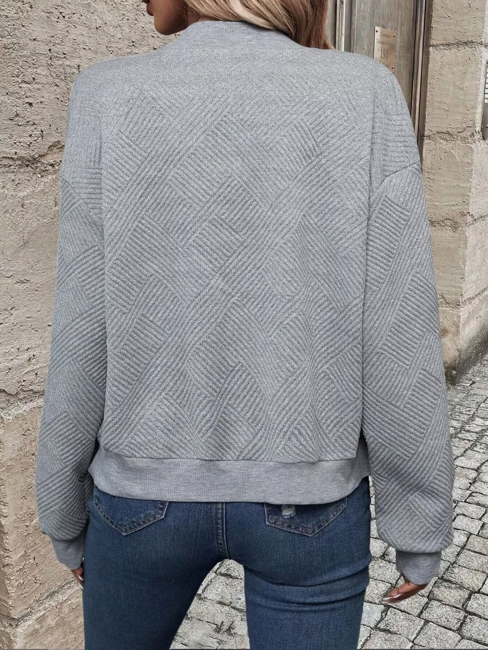 Texture Zip-Up Bomber Jacket, image 9