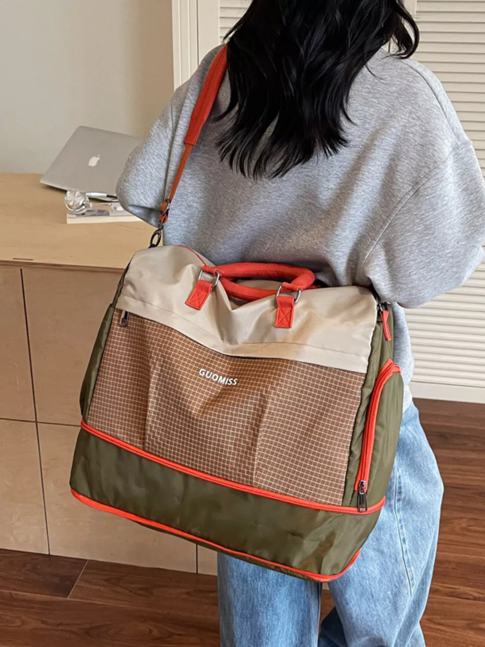 Plaid Travel Bag with Detachable Strap, image 2