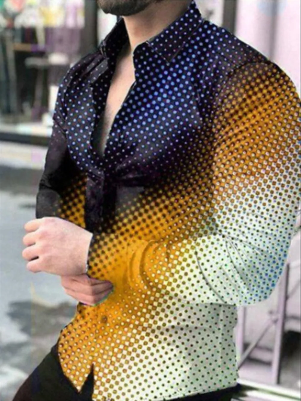Men's Full Size Printed Button-Down Shirt Plus Size, image 4