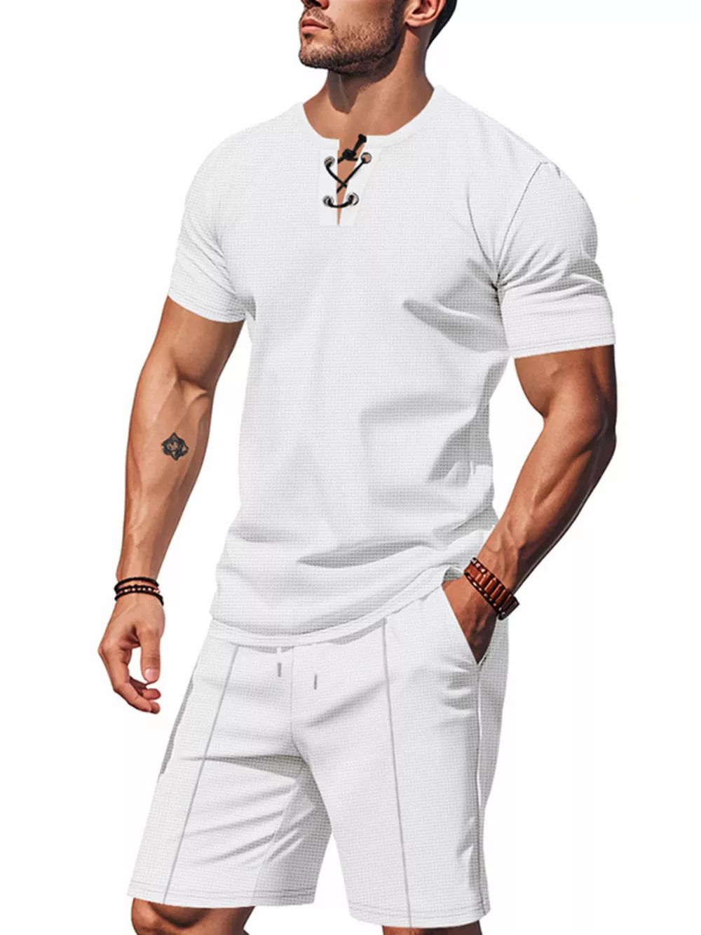 Men's Full Size Casual Short Sleeve Top & Shorts Set Plus Size, image 5