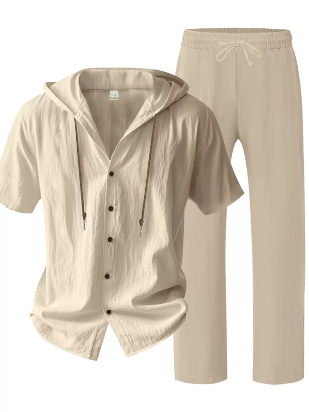 Men's Full Size Button Up Hooded Top and Pants Set Plus Size, image 12
