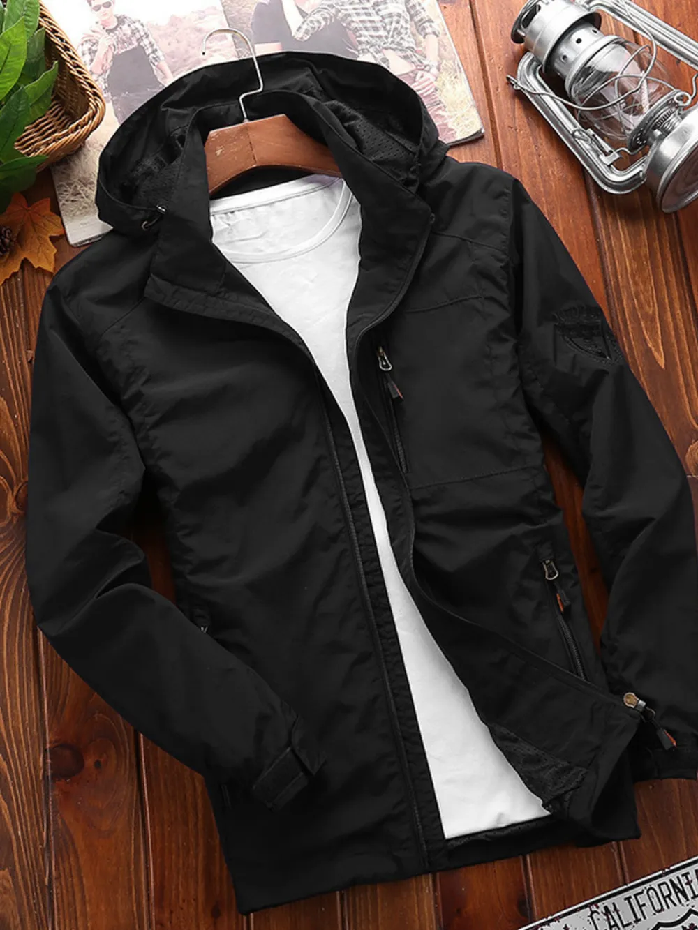 Men's Plus Size Lightweight Hooded Windproof Outdoor Jacket, image 4