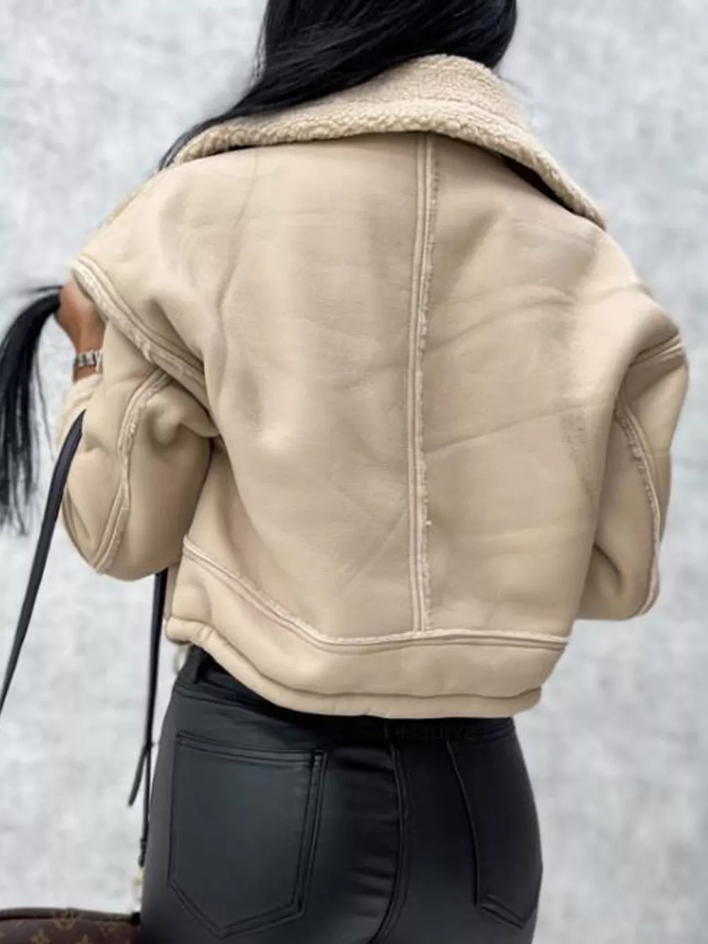 Sherpa Trim Cropped Jacket, image 8
