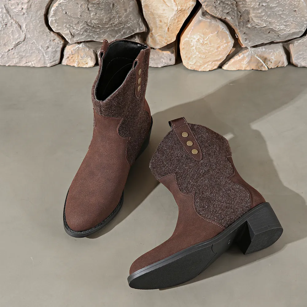 Round Toe Block Heels Boots, image 4