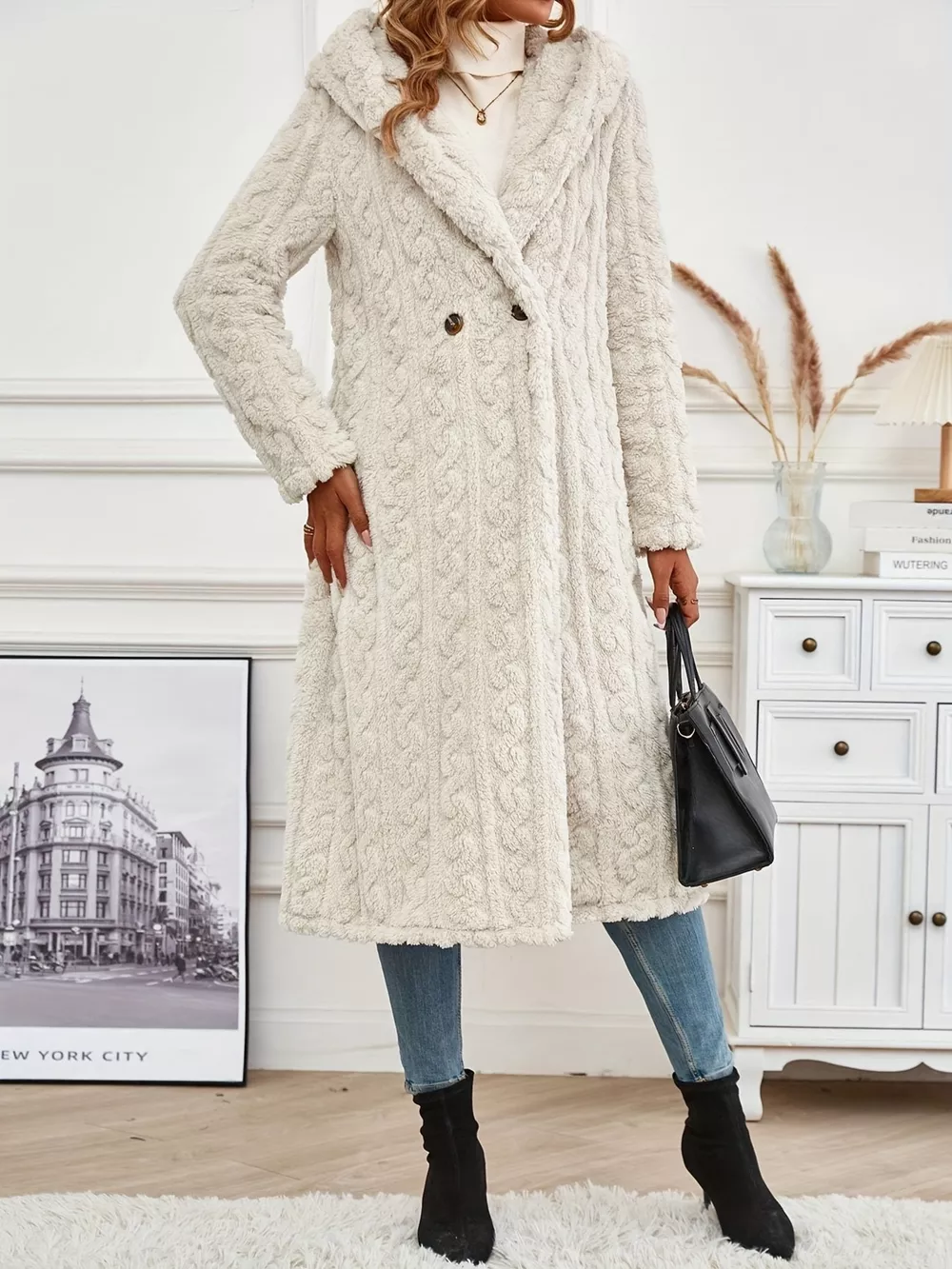 Cozy Hooded Button Up Longline Outerwear, image 4