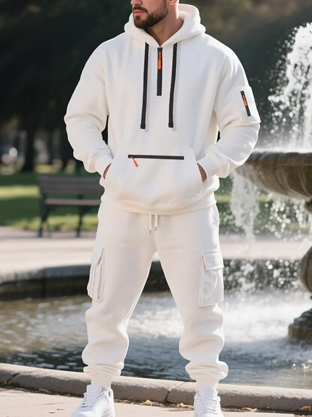Men's Plus Size Tactical Cargo Hoodie and Jogger Set, image 3