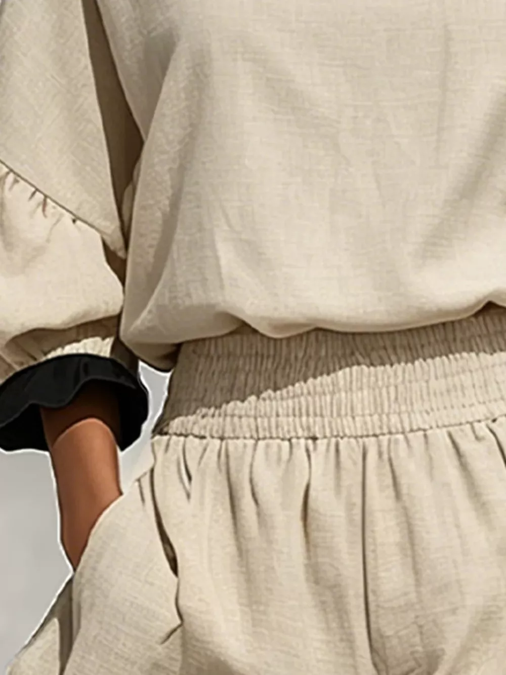 Contrast Trim Dropped Shoulder Top and Shorts Set, image 3