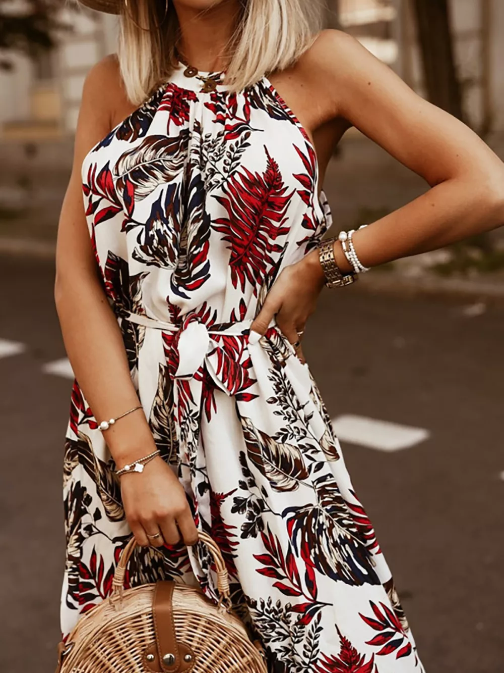 Printed Sleeveless Maxi Dress, image 8