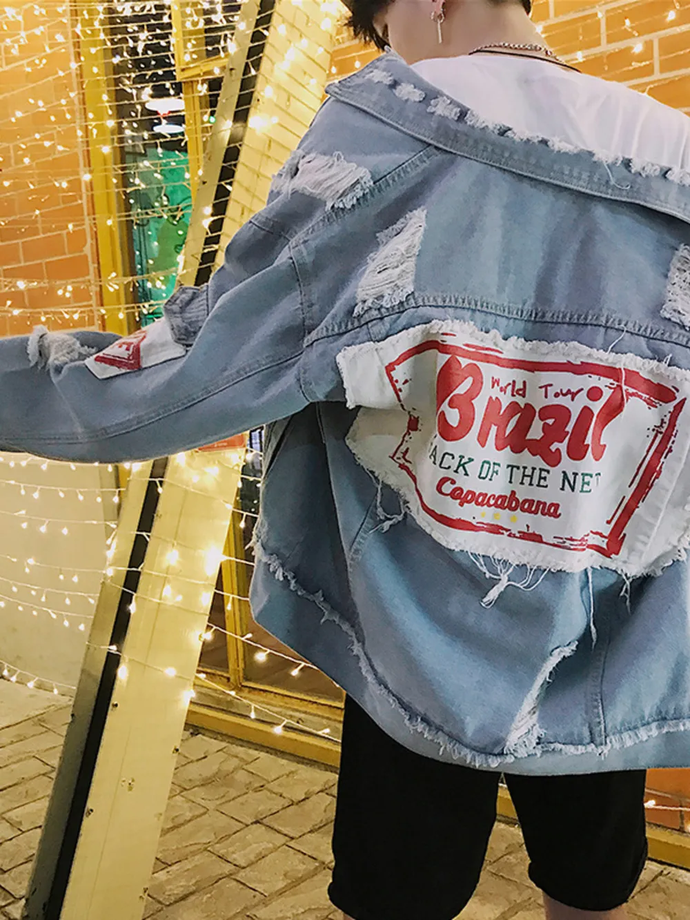 Men's Distressed Button Up Denim Jacket, image 2
