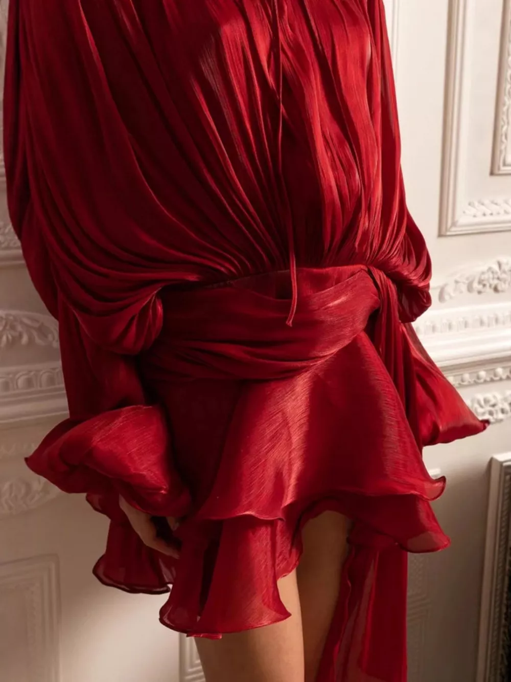 Tie Front Balloon Sleeve Top and Skirt Set, image 5
