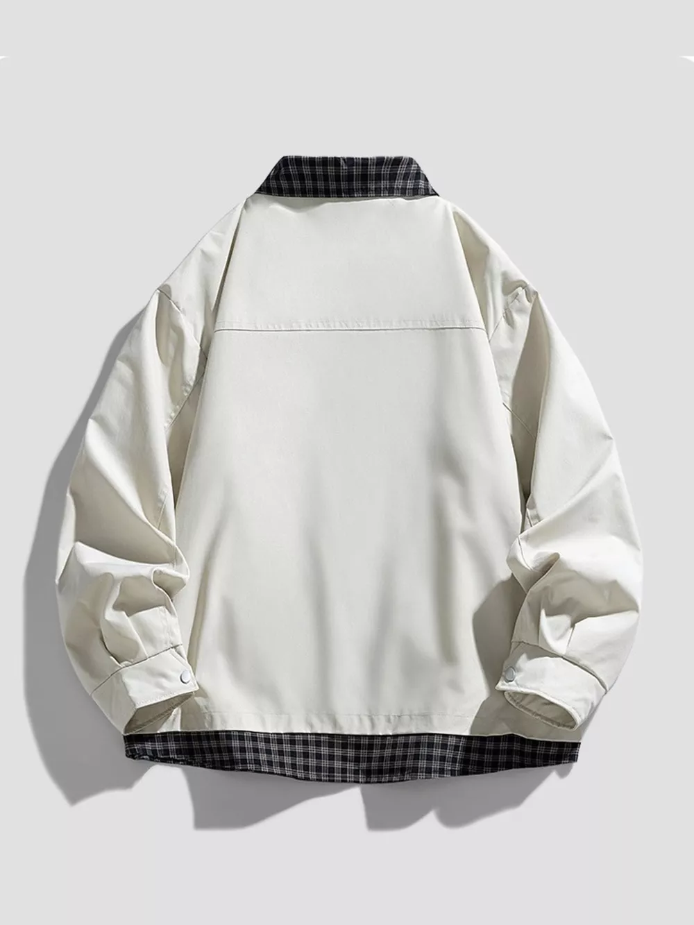 Men's Plus Size Plaid Trim Snap Down Casual Jacket, image 2