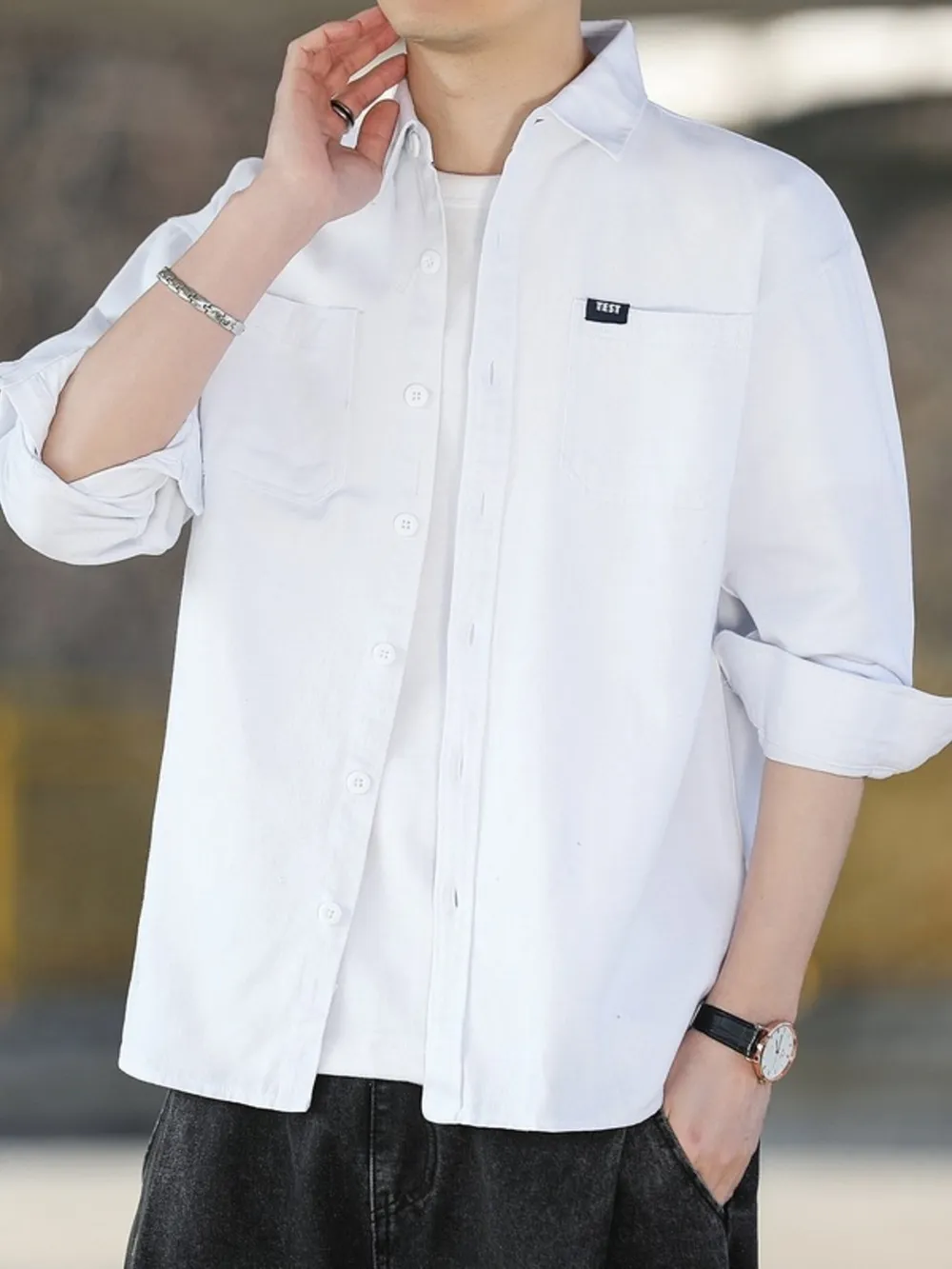 Men's Plus Size Button Up Long Sleeve Shirt, image 6