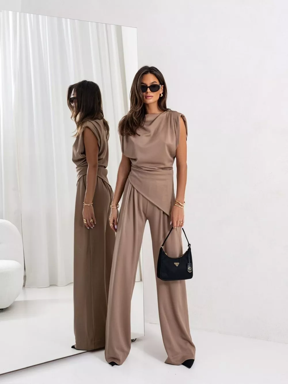 Satin Cowl Neck Top and Pants Set, image 11