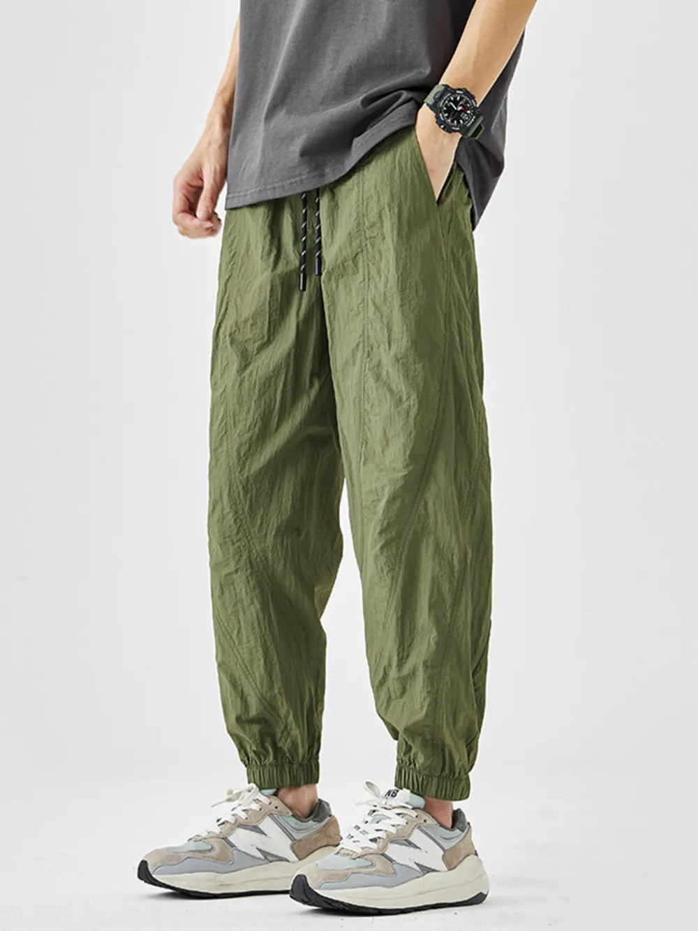 Men's Plus Size Drawstring Loose Fit Joggers, image 8