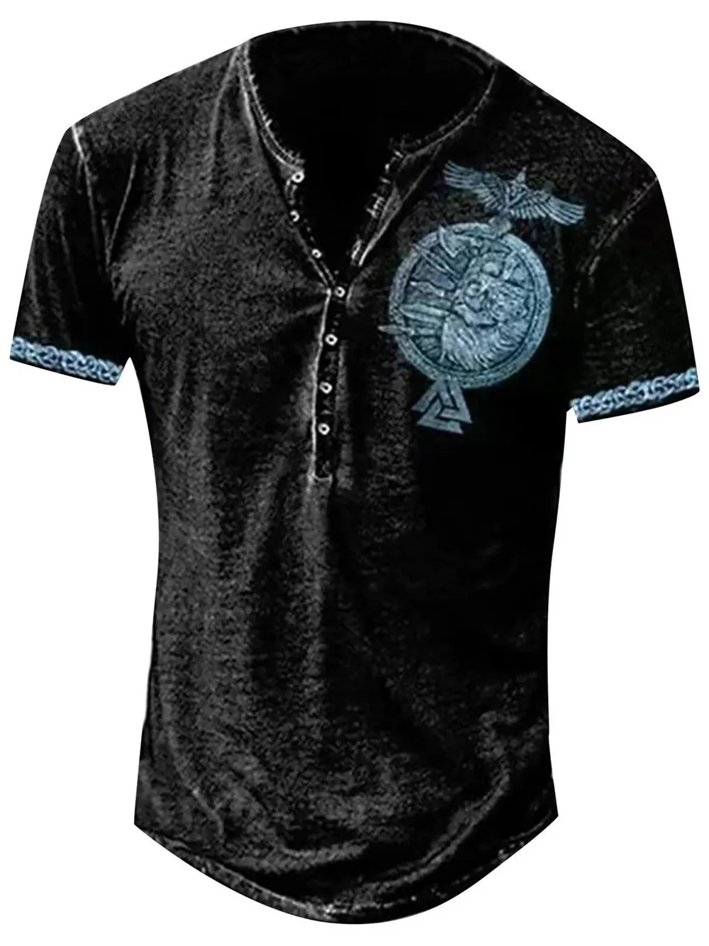 Men's Full Size Vintage Viking Graphic Henley T-Shirt Plus Size