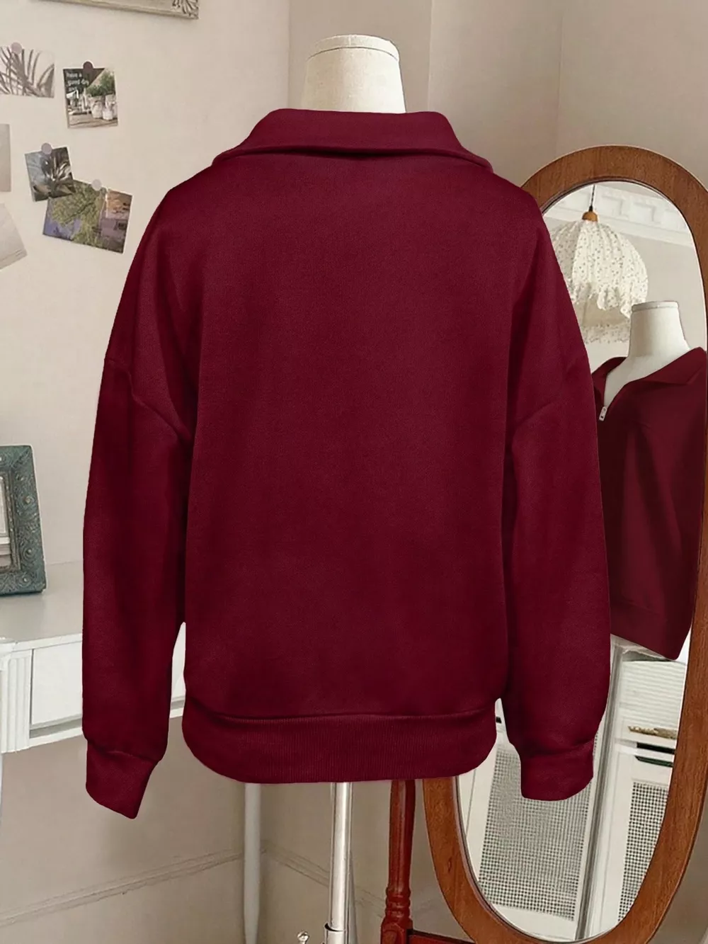 Quarter-Zip Dropped Shoulder Sweatshirt, image 12