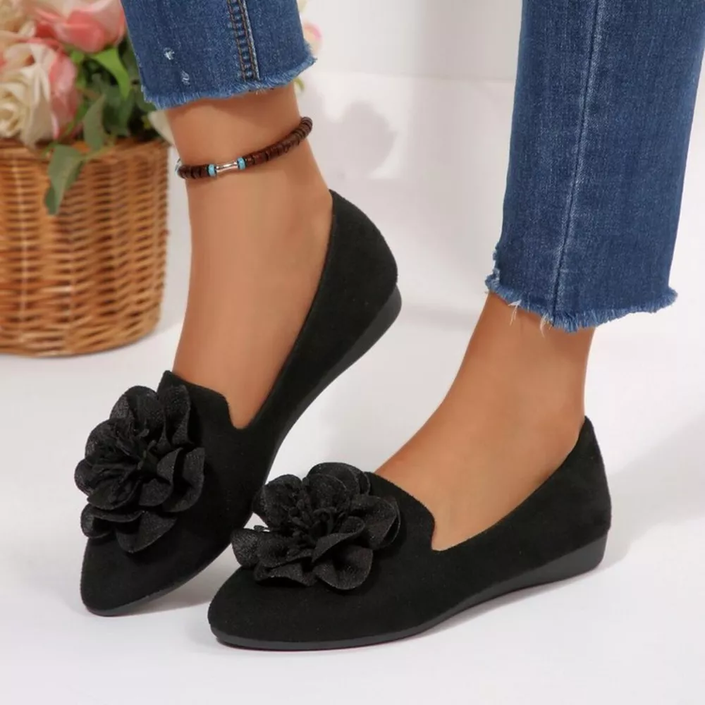 Flower Point Toe Flats Slip-Ons, image 2